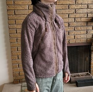 Kuhl olive brown fleece full zip removable hood